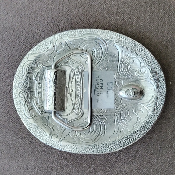 Native American Navajo Silver and Turquois belt buckle Vintage SSI - Picture 10 of 10